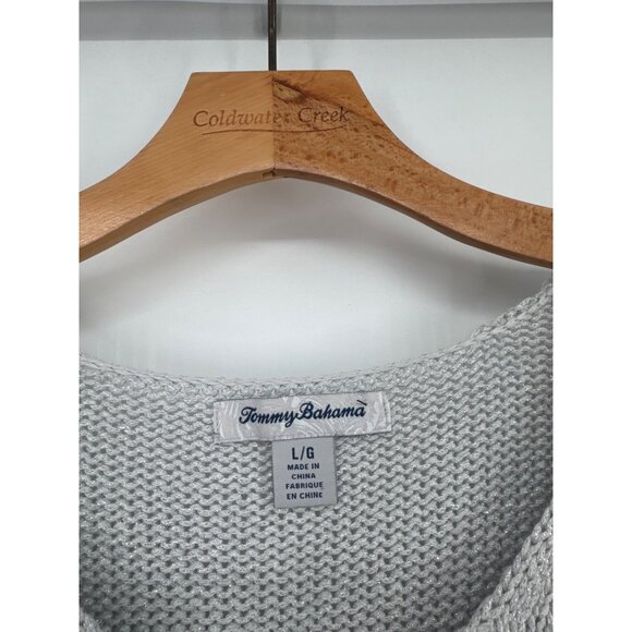 Tommy Bahama Womens  V-Neck Knit poncho Sweater Size Large silver - Picture 3 of 5